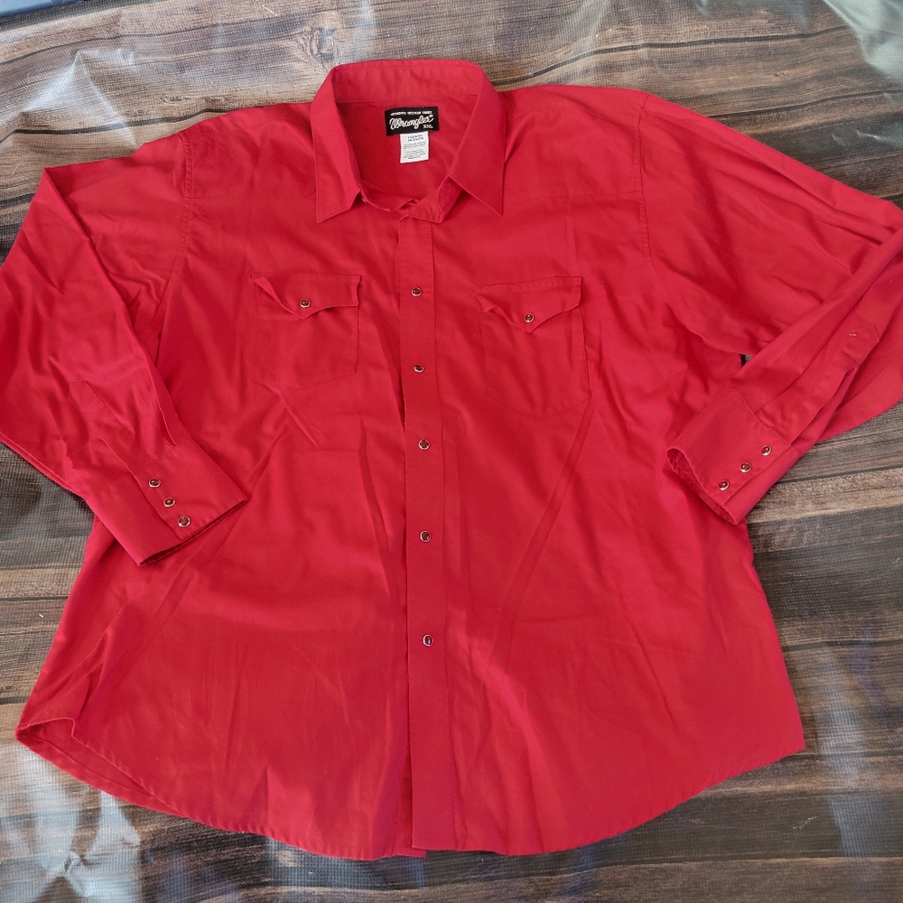 Red Wrangler Snap Dress Shirt Western Cowboy
